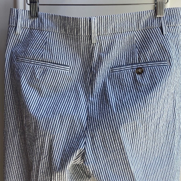 ZARA Seersucker Pinstripe Cuffed & Cropped Pants, from London, Sz SM - Picture 8 of 14
